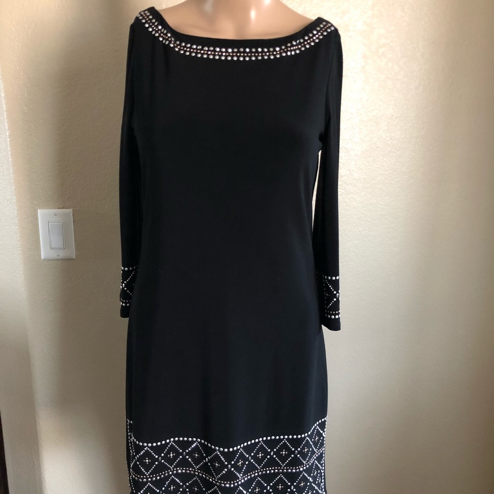 WHBM Black dress with metallic rhinestones